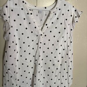 Old Navy White and Black Polka Dot Blouse